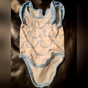 Monica + andy sleeveless ruffle bodysuit, ocean waves, 6-9 mo